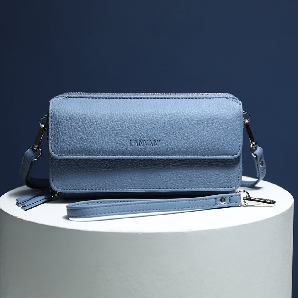 Vegan Leather RFID Crossbody Wallet Wristlet with Phone Pocket - Picture 8 of 8